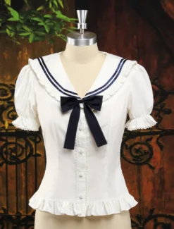 Chemisier lolita en coton avec noeud de col marin Déguisements Halloween