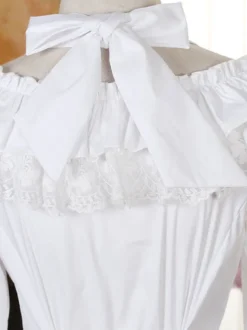 Chemisier lolita rococo en chiffon unicolore avec dentelle encolure dégagée Déguisements Halloween