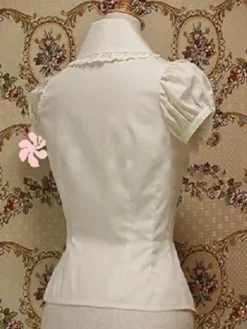 Chemisier lolita rococo en 100% coton color-block avec noeud col à revers Déguisements Halloween