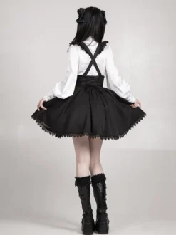 Chemisiers gothiques Lolita à volants et manches longues haut Lolita blanc
