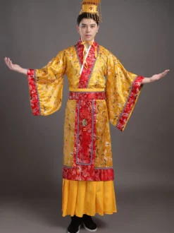Chinois Costume Or En Rayonne De Toussaint En Brocart Robe Ensemble Déguisements Halloween