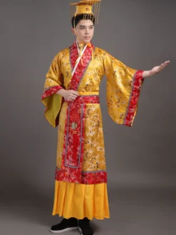 Chinois Costume Or En Rayonne De Toussaint En Brocart Robe Ensemble Déguisements Halloween