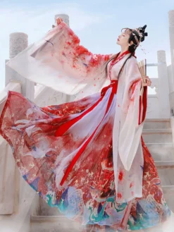 Chinois Style Op Robe 3 pièces Eric Blanc Manches longues Polyester robe tenue