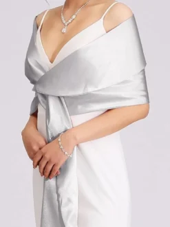 Châles argentés en satin pour mariage