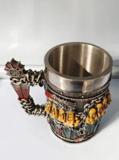 Chope à bière gothique en acier inoxydable avec tête de mort pour Halloween