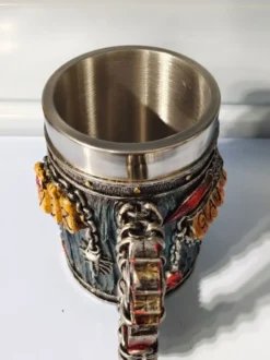 Chope à bière gothique en acier inoxydable avec tête de mort pour Halloween
