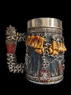 Chope à bière gothique en acier inoxydable avec tête de mort pour Halloween
