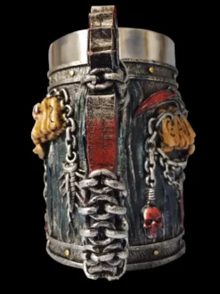 Chope à bière gothique en acier inoxydable avec tête de mort pour Halloween