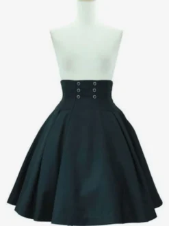 Classic Lolita SK Grommet Lace Up Black Cotton Lolita Jupes Déguisements Halloween
