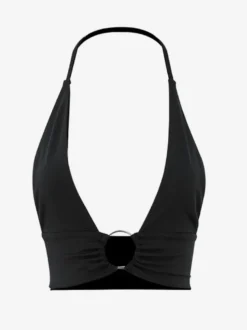 Clubwear Tops Plongeant Halter Ring Simple Sexy Crop Top