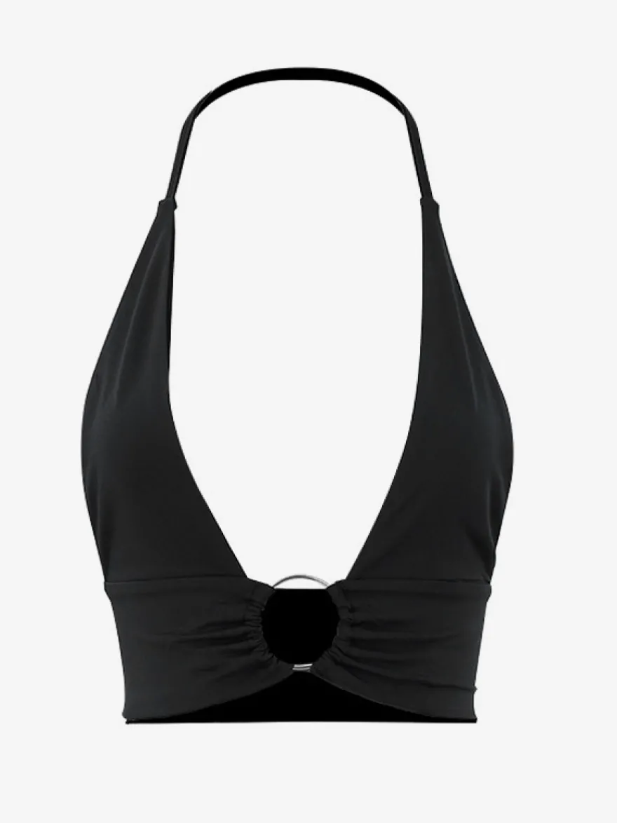 Clubwear Tops Plongeant Halter Ring Simple Sexy Crop Top