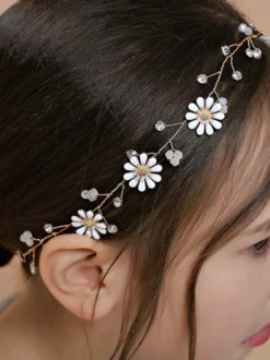 Coiffure de fille de fleur courronne Accessoires de cheveux de fille Courrones de fille or décoré des fleurs