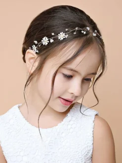 Coiffure de fille de fleur courronne Accessoires de cheveux de fille Courrones de fille or décoré des fleurs
