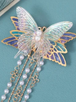 Coiffure Lolita Style Chinois Lilas Papillon Perles Chaînes Accessoire Métal Divers