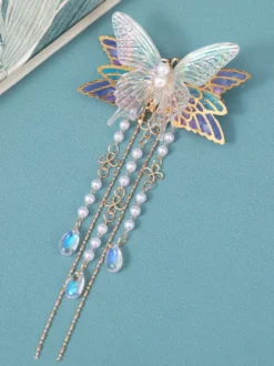 Coiffure Lolita Style Chinois Lilas Papillon Perles Chaînes Accessoire Métal Divers