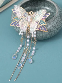 Coiffure Lolita Style Chinois Lilas Papillon Perles Chaînes Accessoire Métal Divers