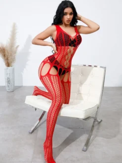 Collants bas résille transparente lingerie rose en maille transparente
