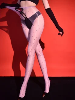 Collants et bas pour femmes couleur café transparents sans entrejambe avec nœuds.