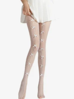 Collants Pour Femmes Bas Rose À Nœuds Sexy