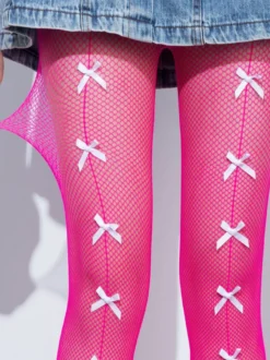 Collants Pour Femmes Bas Rose À Nœuds Sexy
