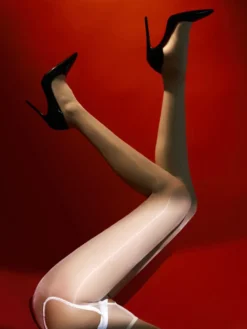 Collants sexy à entrejambe ouverte ultra fins noirs brillants avec effet Aurora Shine