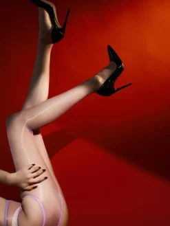 Collants sexy à entrejambe ouverte ultra fins noirs brillants avec effet Aurora Shine