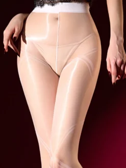 Collants transparents brillants lingerie sans entrejambe