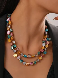 Collier coquillage chaîne à maillons irréguliers style européen 45-60 cm bijou décontracté pour adulte et fille.
