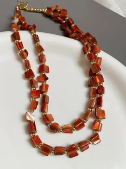 Collier coquillage chaîne à maillons irréguliers style européen 45-60 cm bijou décontracté pour adulte et fille.