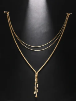 Collier de déclaration de mariage en argent avec strass bohème pour fille