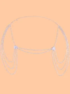 Collier de déclaration de mariage chaîne d'épaule en métal sexy pour femmes en argent