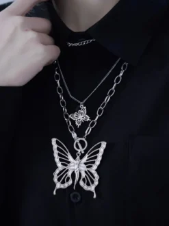 Collier Gothic Lolita Accessoire Papillon Noir Métal Divers