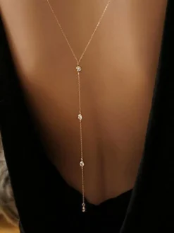 Collier Or Dos en Strass Alliage Femmes 2026 Body Chaîne de Plage