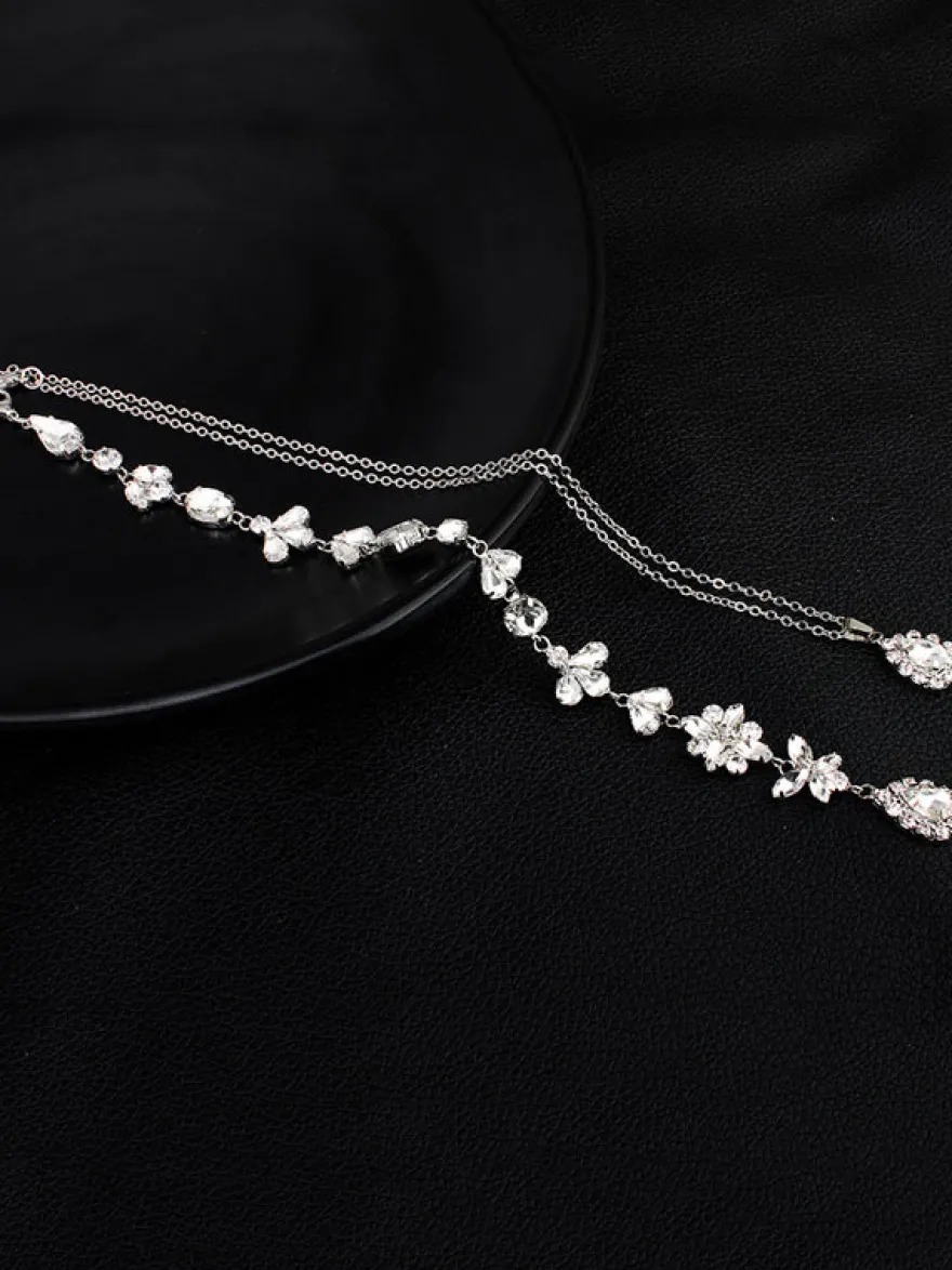 Collier pour mariée rhinestone argenté élégant