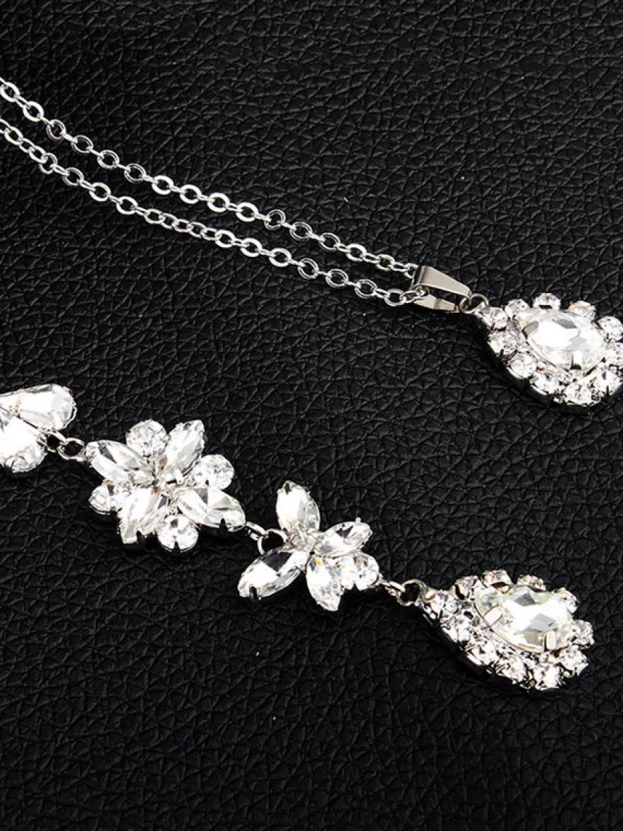 Collier pour mariée rhinestone argenté élégant