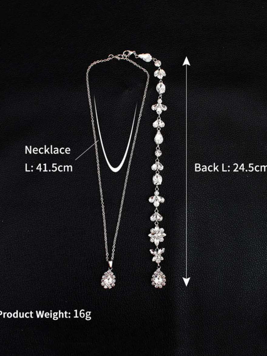 Collier pour mariée rhinestone argenté élégant