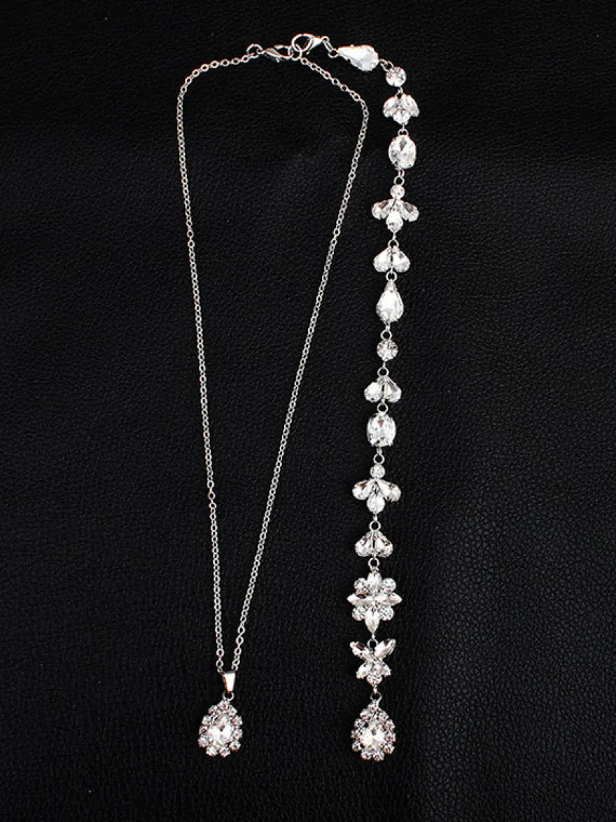 Collier pour mariée rhinestone argenté élégant