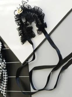 Collier ras du cou en dentelle noire pour femme style décontracté quotidien