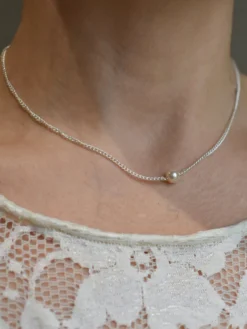Colliers de mariage Argent Argent Rond Brillant Multi-Chaîne Chaîne Imitation Perle 16 Pouces Sous Collier de mariage
