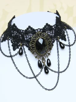 Colliers de mariage gothiques noirs Collier de mariage rectangulaire noir