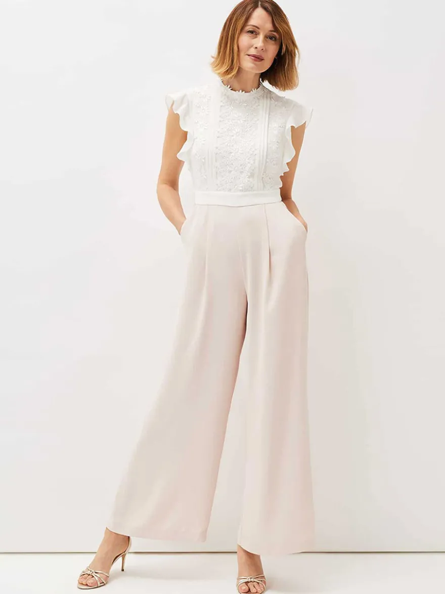 Combinaison de mariage tenue de mère de mariée col rond sans manche zip sur dos