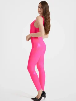 Combinaison de sport brillante à bretelles pour femme sexy pour le yoga effet latex haute élasticité