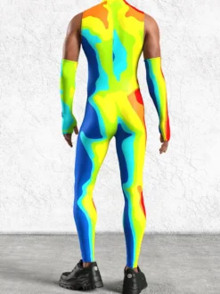 Combinaison homme cyberpunk imprimée tatouage illusion d'optique