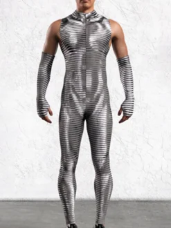 Combinaison homme cyberpunk imprimée tatouage illusion d'optique
