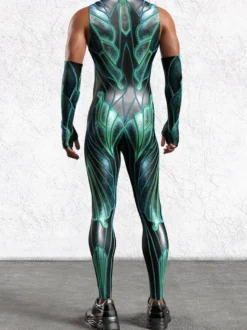 Combinaison homme cyberpunk imprimée tatouage illusion d'optique