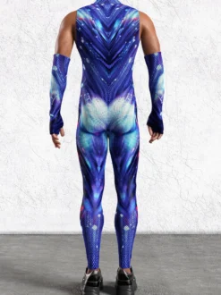 Combinaison homme cyberpunk imprimée tatouage illusion d'optique