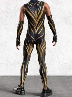 Combinaison homme cyberpunk imprimée tatouage illusion d'optique