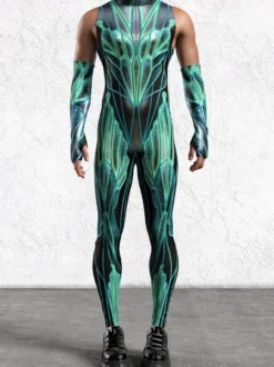 Combinaison homme cyberpunk imprimée tatouage illusion d'optique