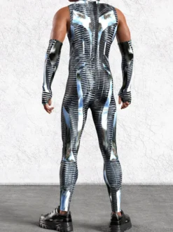 Combinaison homme cyberpunk imprimée tatouage illusion d'optique
