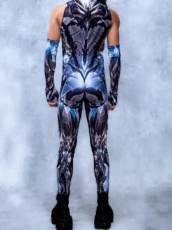 Combinaison homme cyberpunk imprimée tatouage illusion d'optique